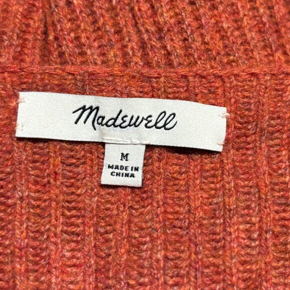 Madewell Woodside Pullover Sweater Ribbed Knit V-Neck Size M Wool Blend Hthr Rus - Picture 8 of 9